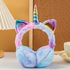 Winter Unicorn Earmuffs Sequins Ear Warmers Lightweight Fitted Fantasy Themed Kn