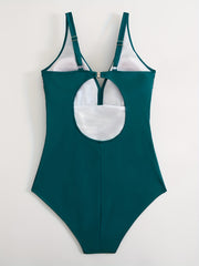 Colorblock Cut Out Back One Piece Swimsuit