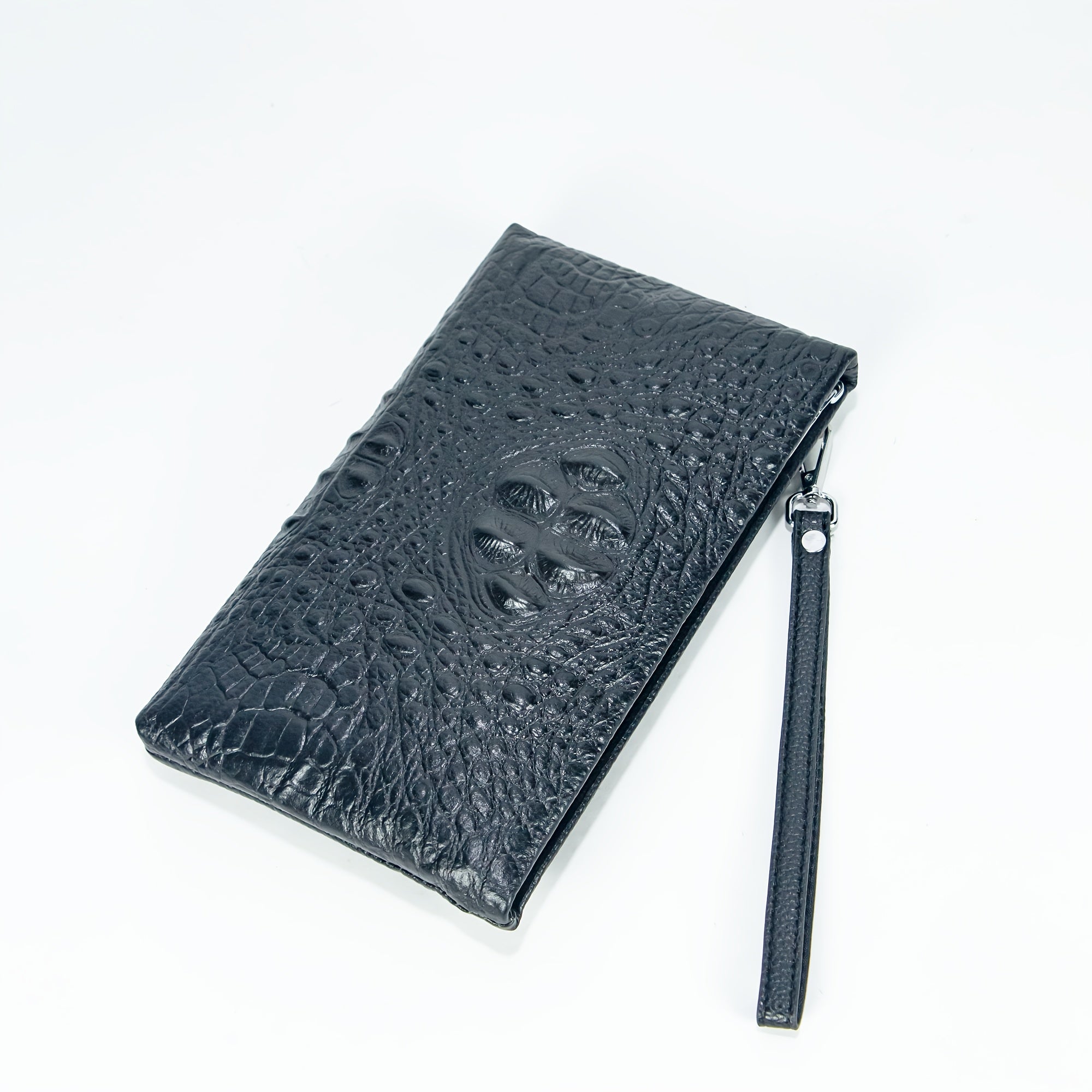 AODASI Crocodile Pattern Leather Wallet with Zipper Coin Pocket