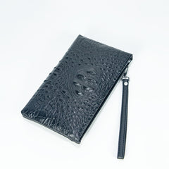 AODASI Crocodile Pattern Leather Wallet with Zipper Coin Pocket