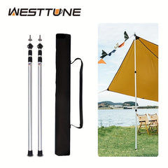 WESTTUNE 2PCS Camping Canopy Pole Aluminum Alloy Telescopic Tent Support