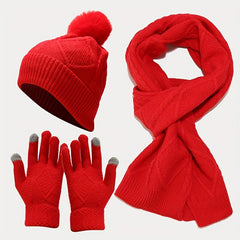 Unisex Winter Warm 3 Pc Set - Acrylic Dry Clean Outdoor Thermal Ensemble