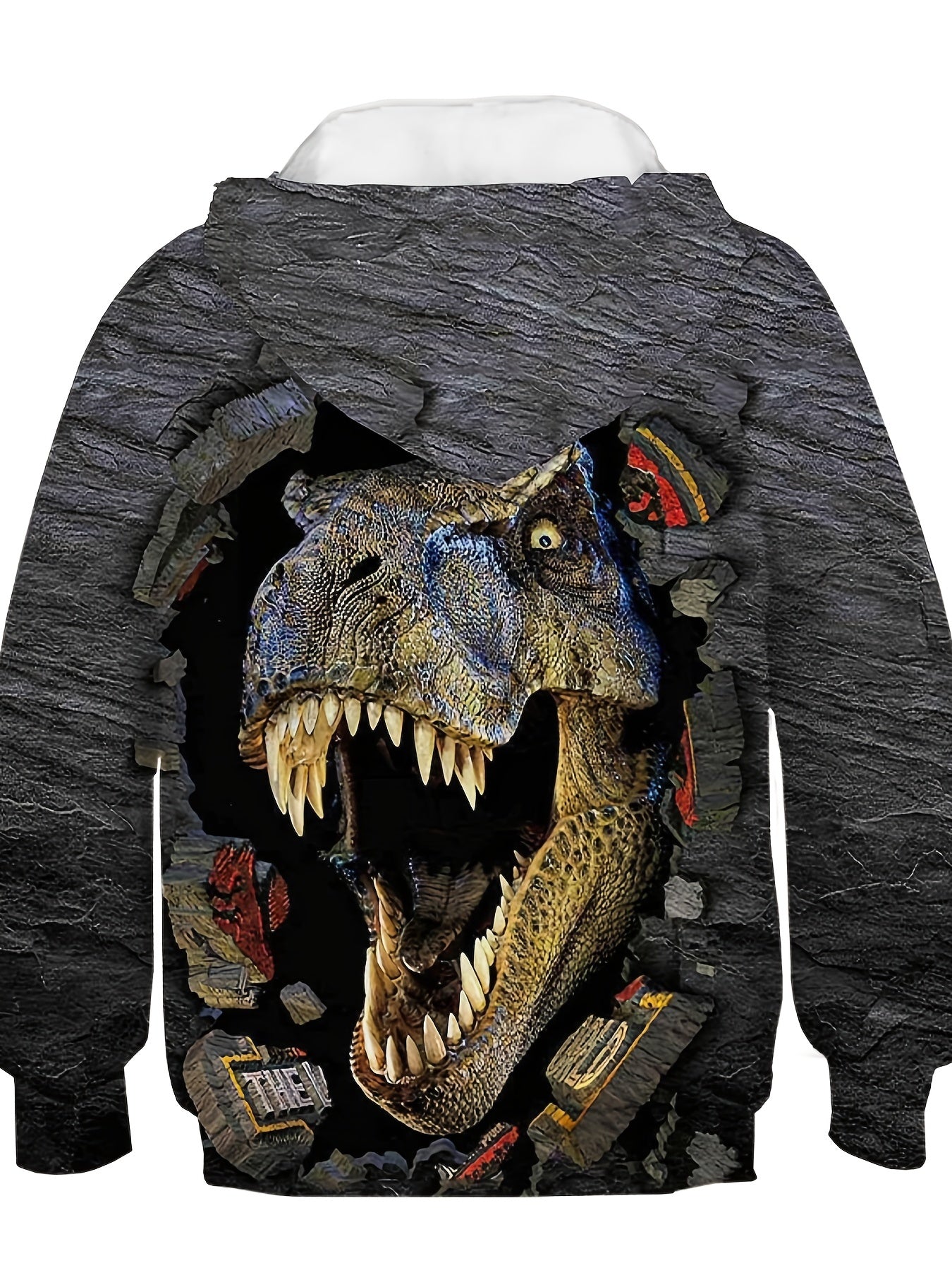 Boys' 3D Dino Hoodie Stretch Sweatshirt Spring Fall