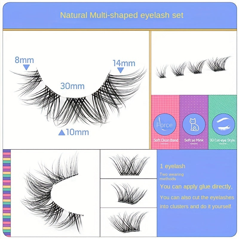 10 Pairs Fluffy Wispy Cat Eye Lashes Natural Cluster False Eyelashes