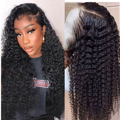 Deep Curly 13x4 Lace Front Human Hair Wig Preplucked with Baby Hair