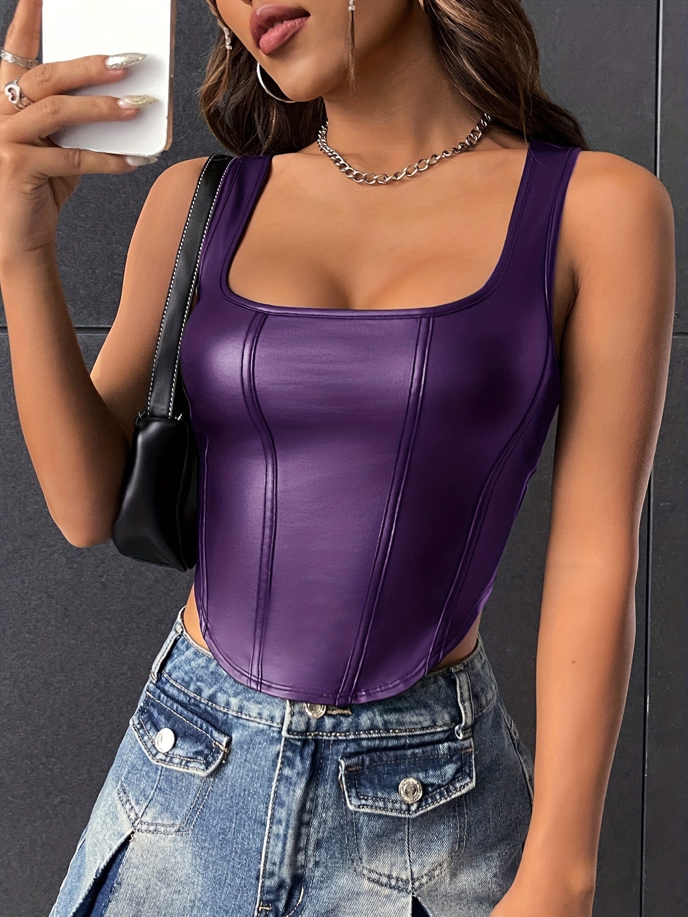 Y2K Sexy Square Neck Bustier Tank Top