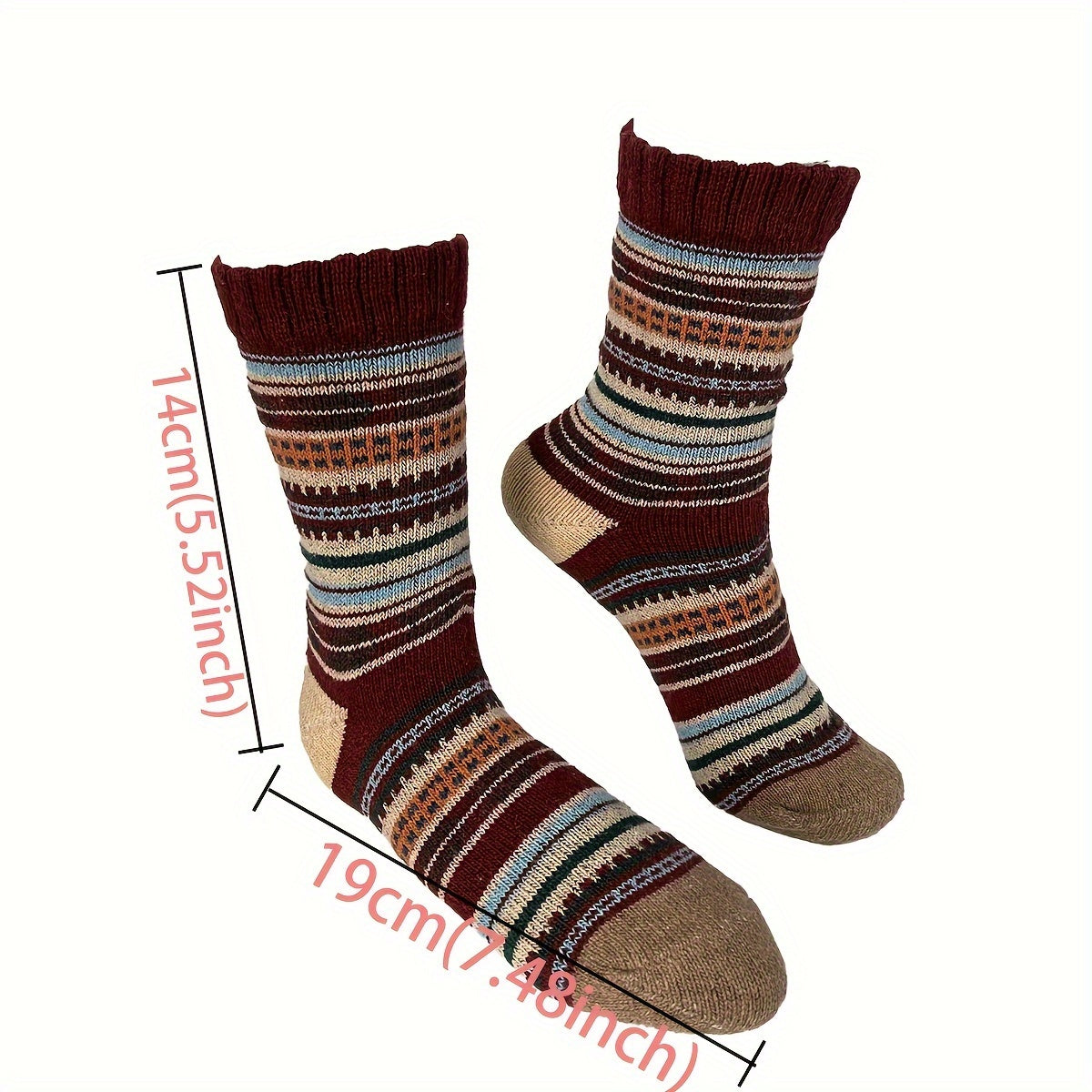 10 Pairs Striped Warm Crew Socks for Autumn Winter