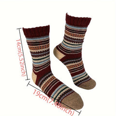 10 Pairs Striped Warm Crew Socks for Autumn Winter