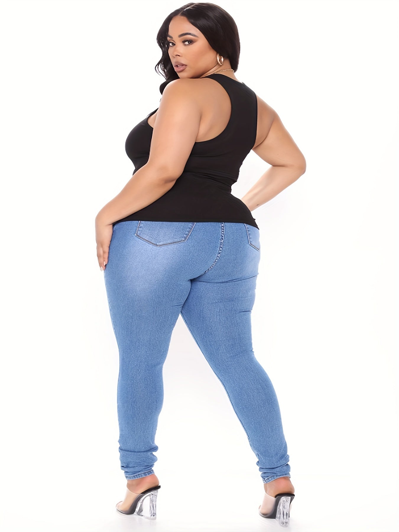 High Rise Stretchy Skinny Jeans for Plus Size Women