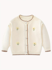 Baby Girls Button Round Neck Sweater Cardigan for Spring Autumn