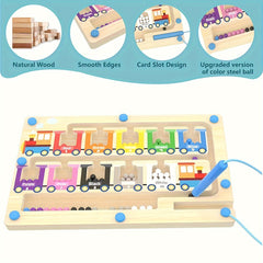 Wooden Train Magnetic Puzzle Toy Activity Counting Skill Learning Gift