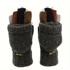 Warm Wool Knit Fingerless Gloves for Men and Women