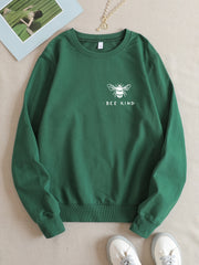 Bee Graphic Sweatshirt Crew Neck Pullover Casual Tops For Fall & Winter