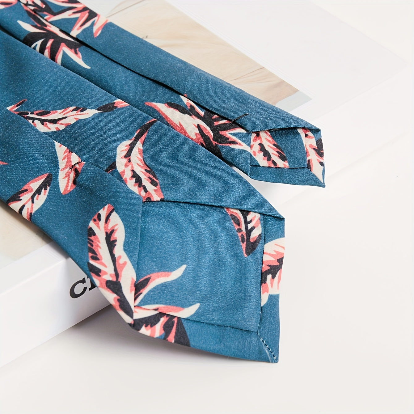Leaf Print Unisex Tie Casual Shirt Bow