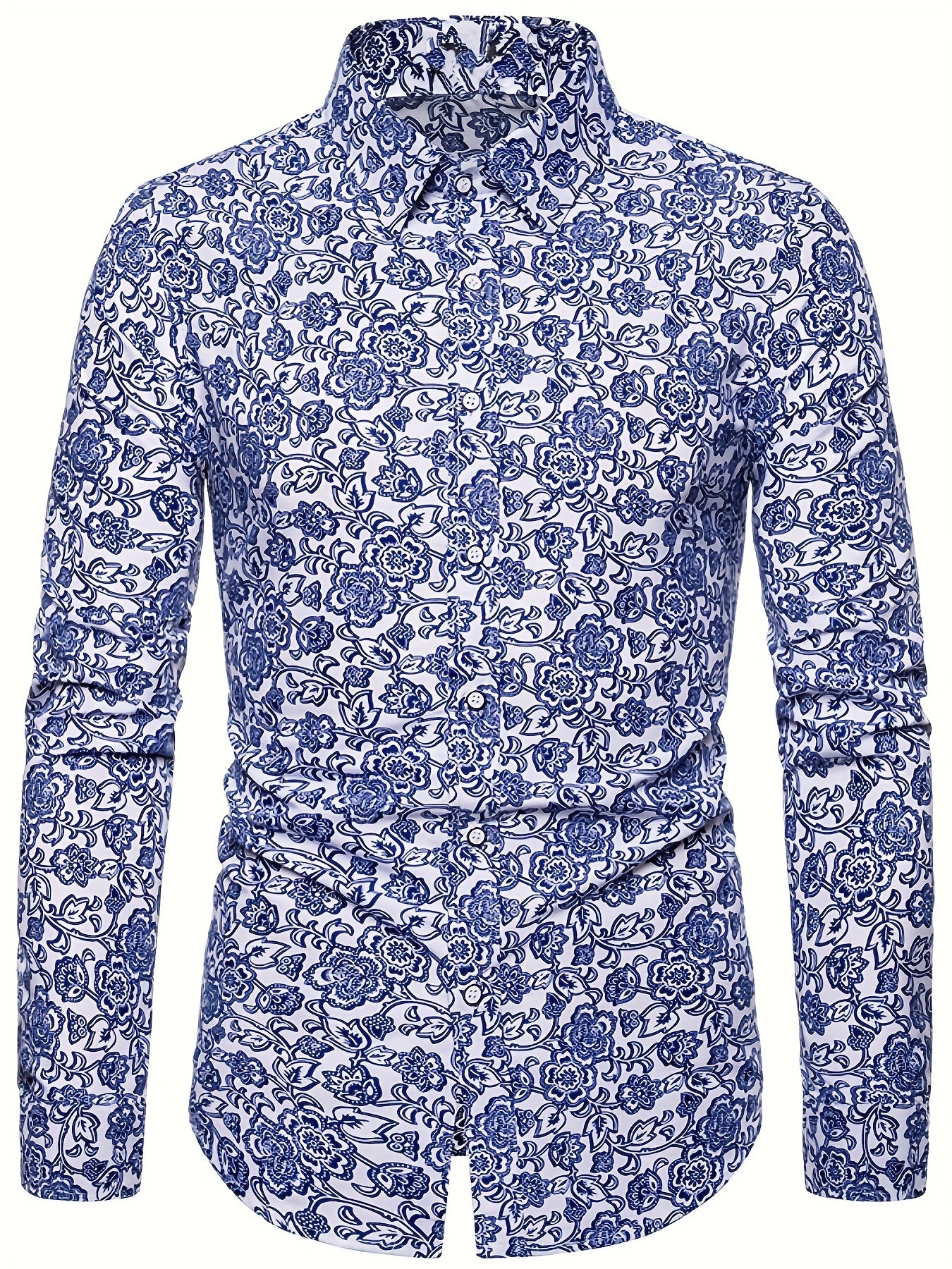 Men's Floral Printed Casual Shirt Long Sleeves Regular Fit