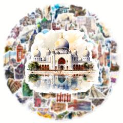 50pcs Architectural Scenery Graffiti Stickers Laptop Helmet Cup Decoration