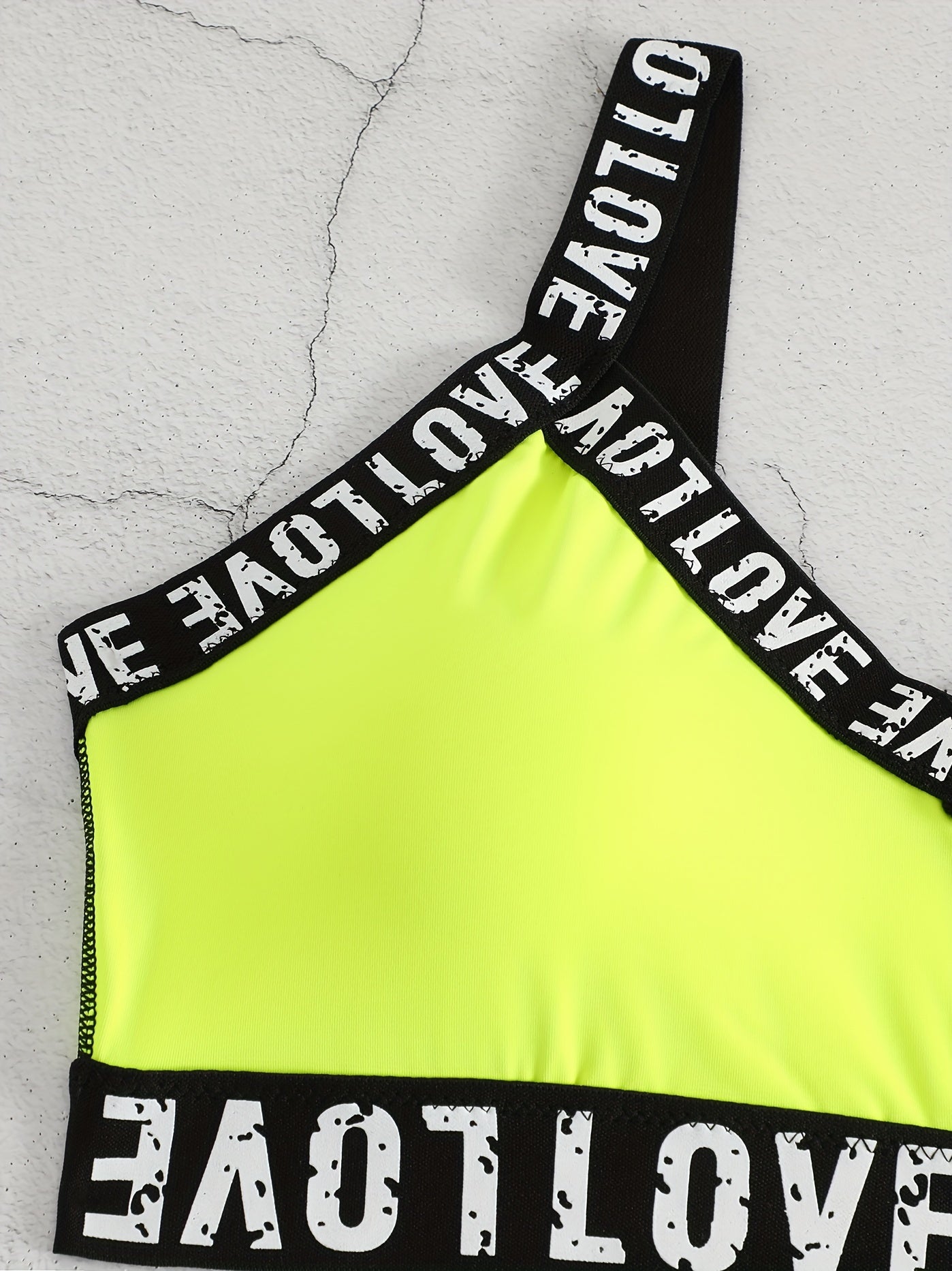 Contrast Binding Sports Bra V neck Yoga Workout Crop Top