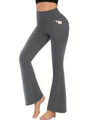 Bootcut Yoga Pants With Pockets High Stretch Bell Bottom Dance Long Activewear