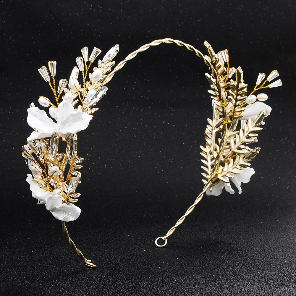Floral Crystal Headband Girls Hair Accessories Birthday Wedding Headpiece