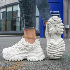 Women's Breathable Mesh Platform Sneakers Lace Up Outdoor Shoes