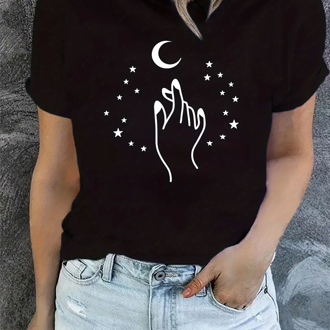 Ramadan Moon Print Crew Neck Sports T-shirt Short Sleeves
