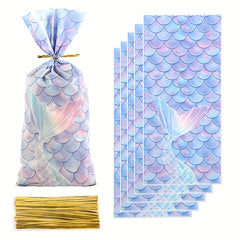 50pcs Mermaid Scale Print Candy Bag Birthday Party Decorations