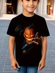 Kids Halloween Pumpkin Face Monster 3D Print Shirt