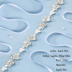 Rhinestone Bridal Belt Wedding Dress Waist Chain Sash Faux Pearl Beaded Belt