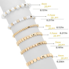 120 Pcs Mixed Shape Spacer Beads Round Ball Heart Flower Disc Loose Beads