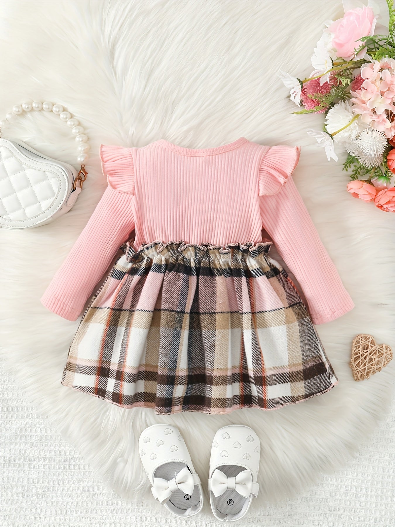 Baby Girl Pink Plaid Flannel Skirt Autumn Winter Gift