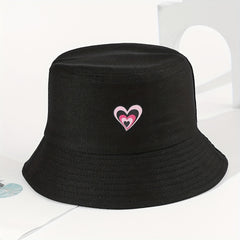 Heart Print Couple Bucket Hat Casual Unisex Solid Basin Hat