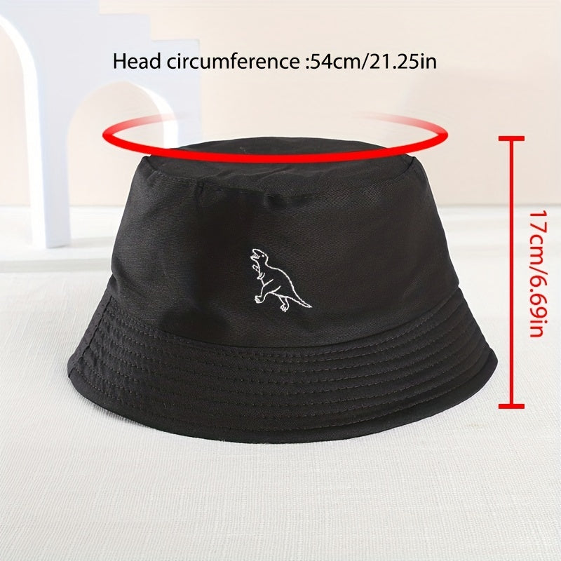 Kids Sunshade Embroidery Dinosaur Fisherman Hat