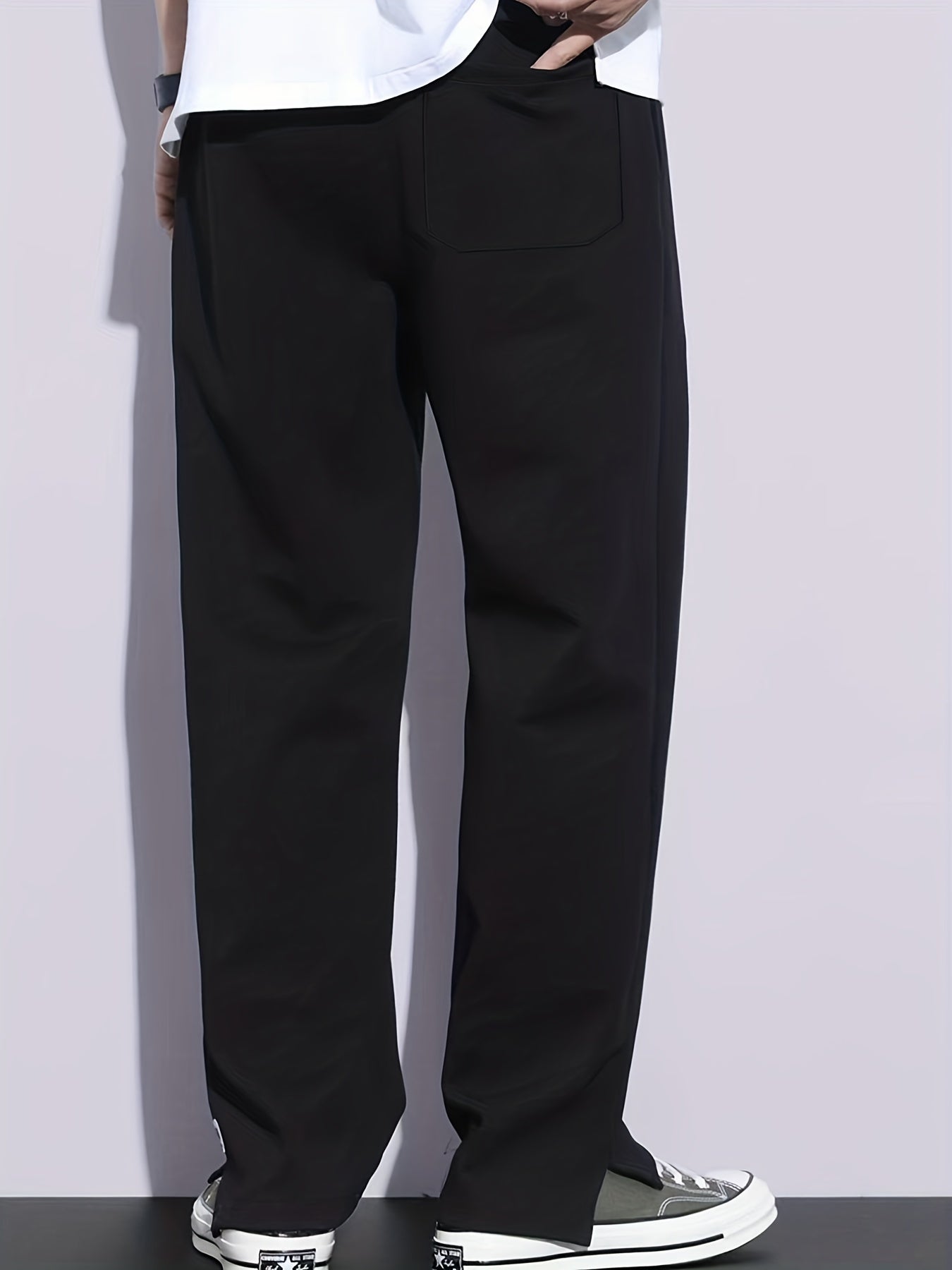 Men's Drawstring Straight Leg Solid Casual Pants