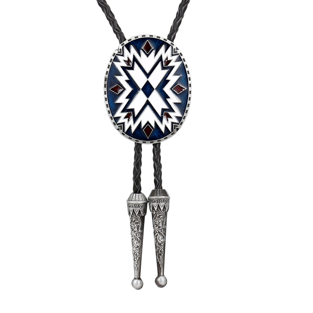 Men's Western Style Tie Necklace with Metal Accents