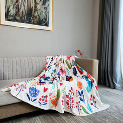 1pc Soft Flannel Casual Blanket for Home Outdoor Travel Camping Office Sofa Nap