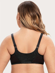 Floral Lace Front Closure Racer Back Underwire Bra