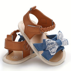 Bowknot Open Toe Sandals For Baby Girls Lightweight Comfortable