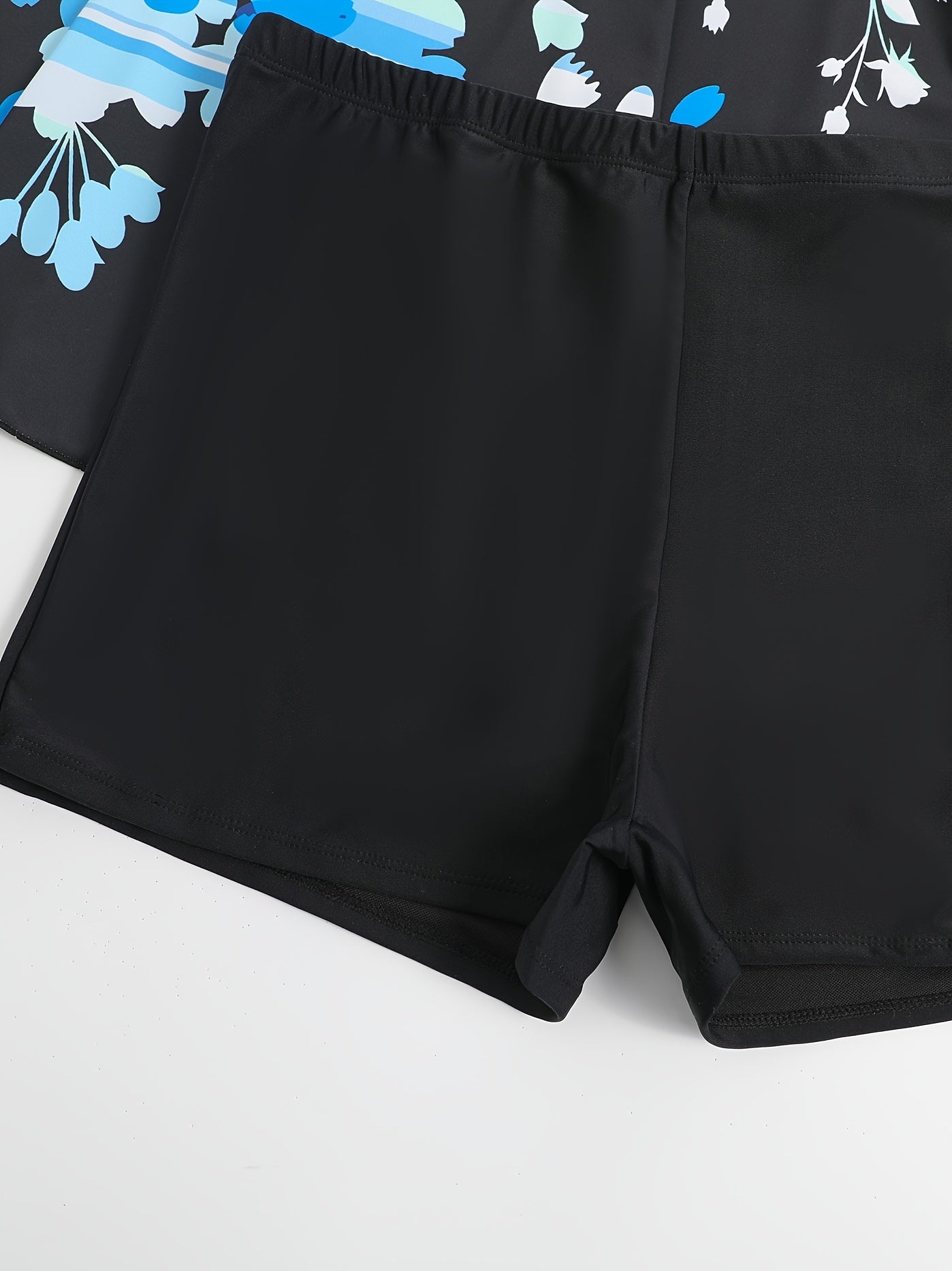 Floral Tank Top & Shorts Swimsuit Set