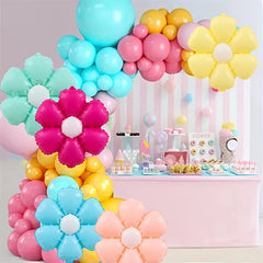 6pcs 18" Small Flower Balloons for Birthday Parties, Macaron Foil Balloons