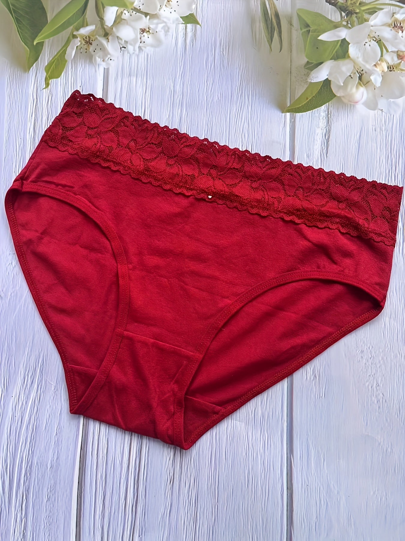 6pcs Lace Stitching Briefs Comfy & Breathable Intimates Panties
