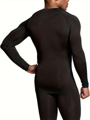 Men's Fleece Compression Shirt & Leggings Set for Fitness