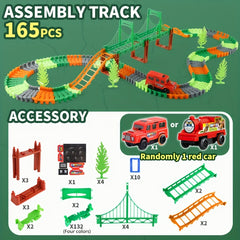 165pcs 3D Soft Rail Track Car DIY Assembled Dinosaur Sticker