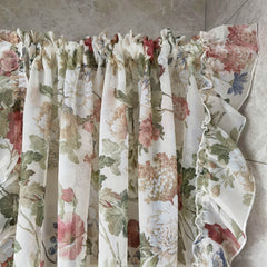 2pcs Flower Sheer Ruffled Short Curtain Valance French Tulle Door Curtains