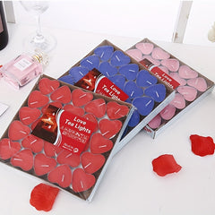 50pcs Heart Shaped Tea Wax Candles for Proposal and Holiday Decoration