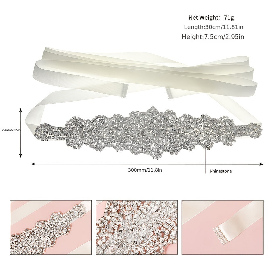 Crystal Rhinestone Bridal Belt with Organza Ribbon