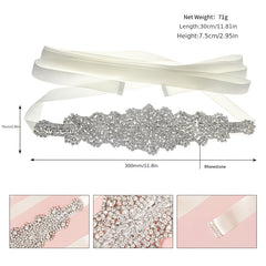 Crystal Rhinestone Bridal Belt with Organza Ribbon