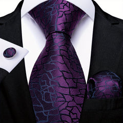 Purple Paisley Silk Tie Set - Wedding Business Party