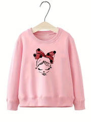 Girls Portrait Graphic Crew Neck Sweatshirt - Long Sleeve Pullovers