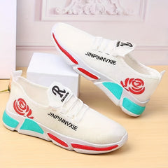 Women's Flower Pattern Lace Up Platform Sneakers