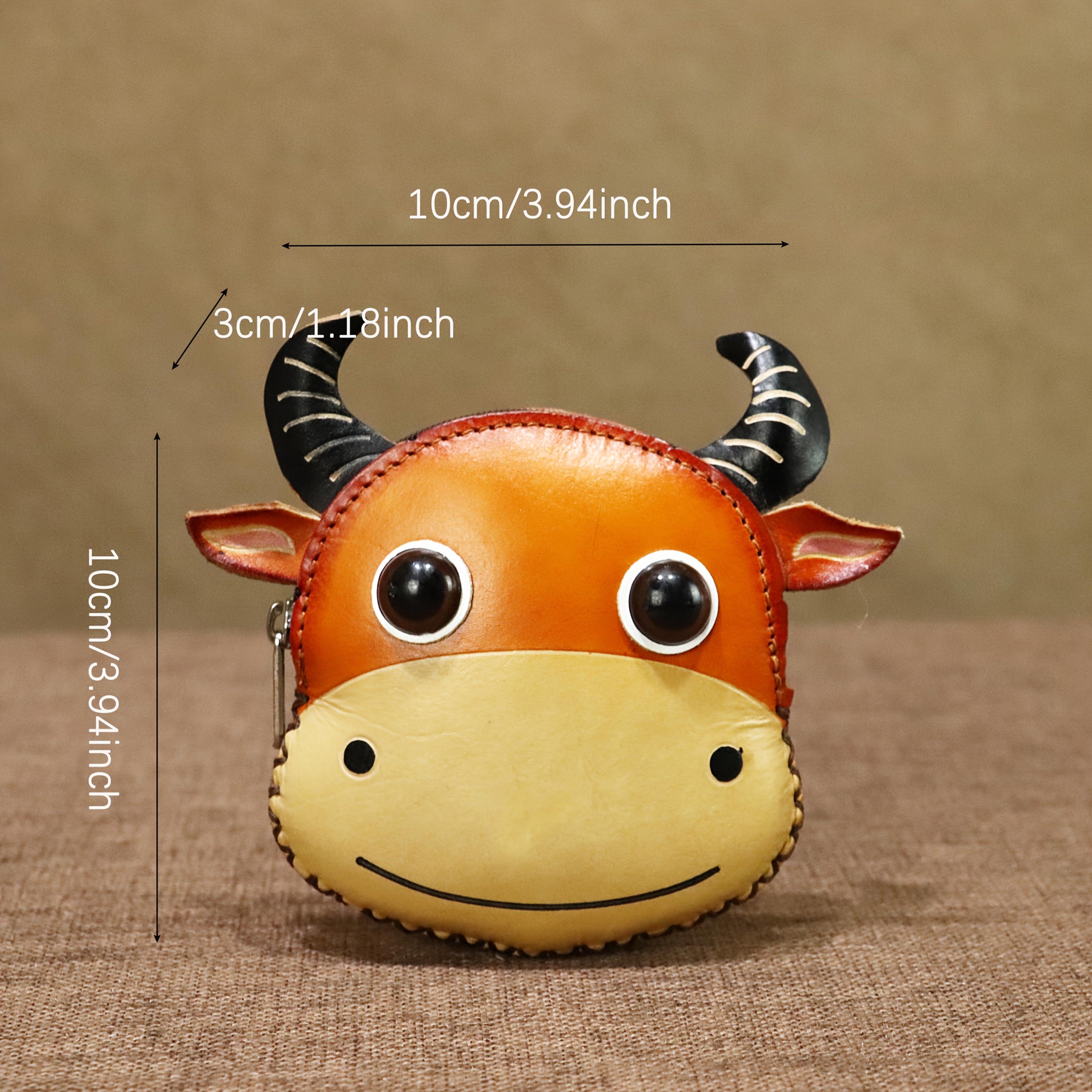 Retro Ox Head Purse with Wrist Strap Cartoon Wallet